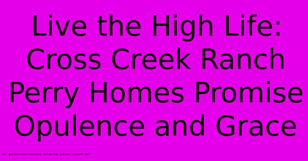 Live The High Life: Cross Creek Ranch Perry Homes Promise Opulence And Grace