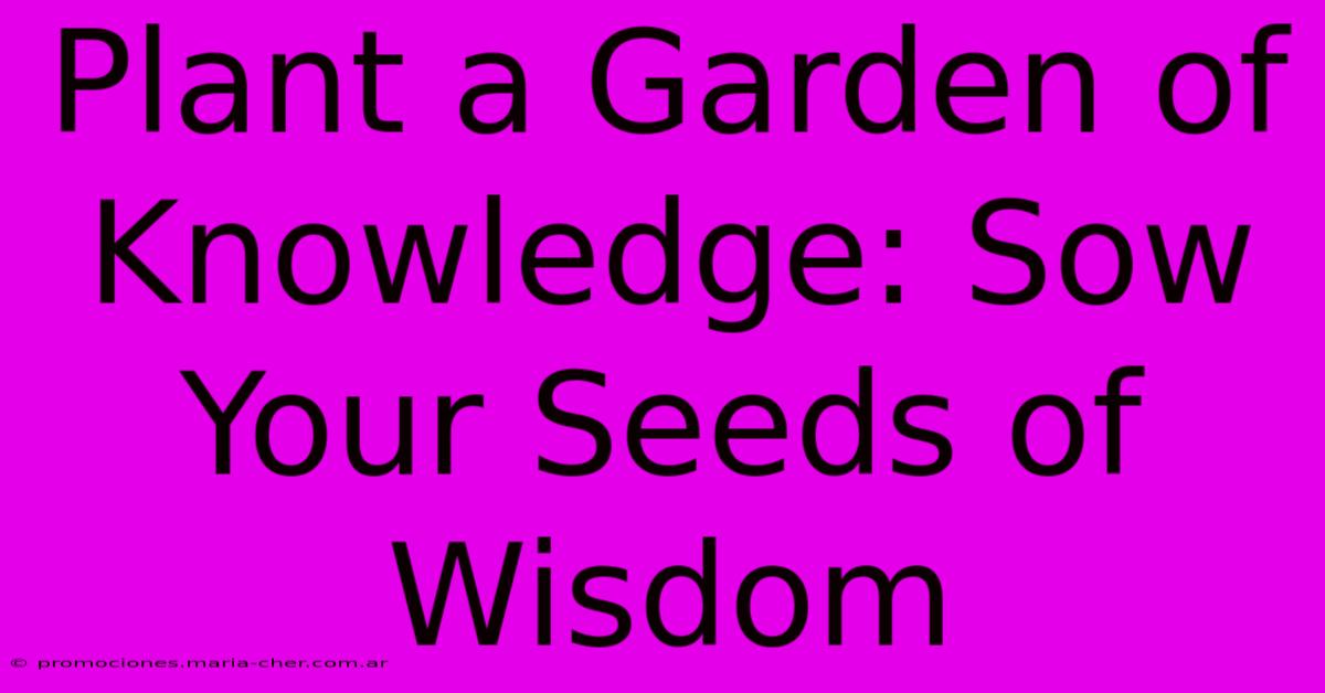 Plant A Garden Of Knowledge: Sow Your Seeds Of Wisdom