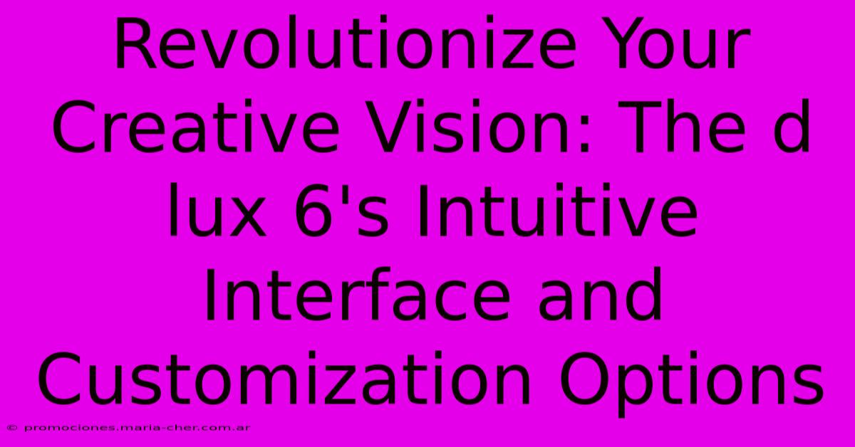 Revolutionize Your Creative Vision: The D Lux 6's Intuitive Interface And Customization Options