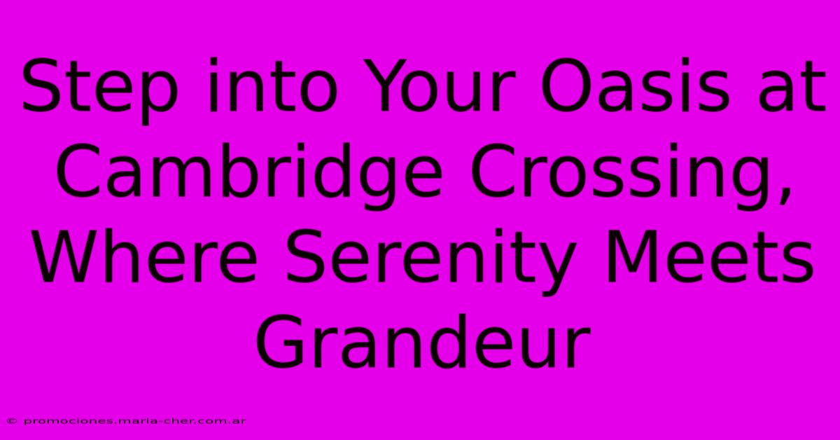 Step Into Your Oasis At Cambridge Crossing, Where Serenity Meets Grandeur