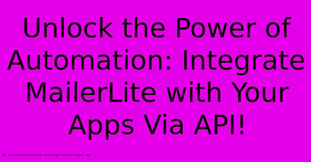 Unlock The Power Of Automation: Integrate MailerLite With Your Apps Via API!