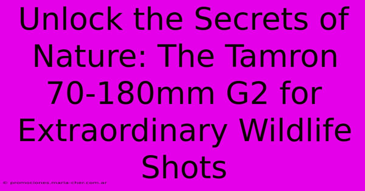 Unlock The Secrets Of Nature: The Tamron 70-180mm G2 For Extraordinary Wildlife Shots