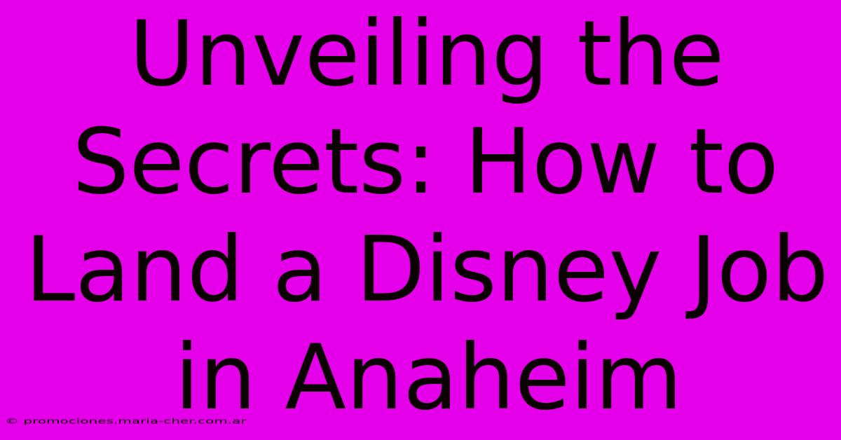 Unveiling The Secrets: How To Land A Disney Job In Anaheim