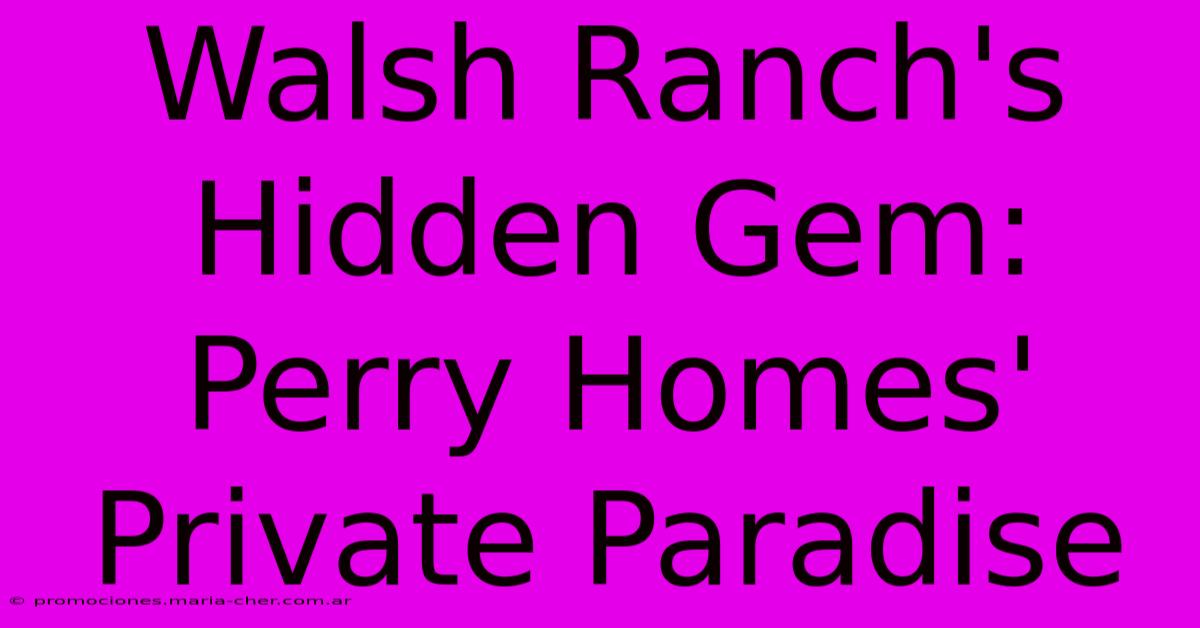 Walsh Ranch's Hidden Gem: Perry Homes' Private Paradise